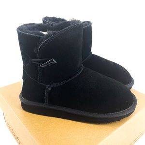 AUSSIE MERINO🌺Noosa Kids Suede Wool Lined Unisex Winter Boots Black